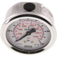 Wika MW 100063 GLY CR Glycerin-Manometer waagerecht (CrNi/Ms),63mm, 0-1000bar