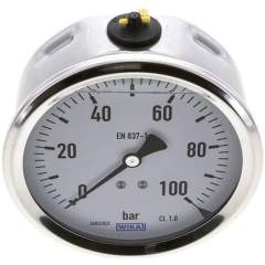 Wika MW 100100 GLY CR Glycerin-Manometer waagerecht (CrNi/Ms),100mm, 0-100bar