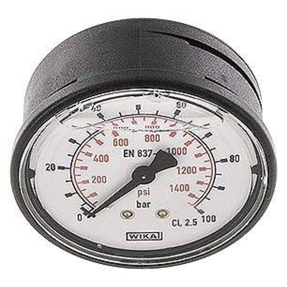Wika MW 10063 GLY Glycerin-Manometer waagerecht (KU/Ms), 63mm, 0-100 bar