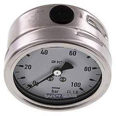 Wika MW 10063 GLY ES Chemie-Glycerin-Manometer waagerecht, 63mm, 0-100bar