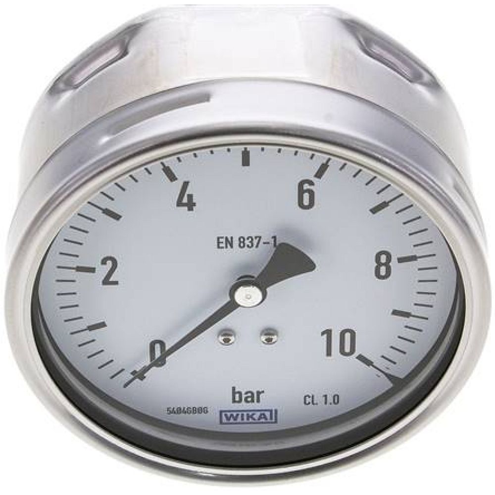 Wika MW 10100 CR Manometer waagerecht (CrNi/Ms), 100mm, 0-10 bar