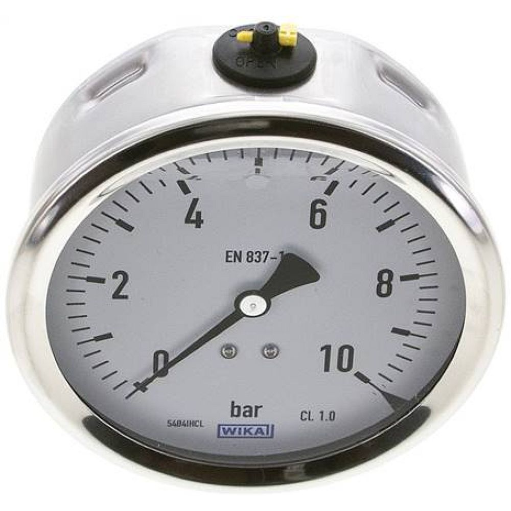 Wika MW 10100 GLY CR Glycerin-Manometer waagerecht (CrNi/Ms),100mm, 0-10bar