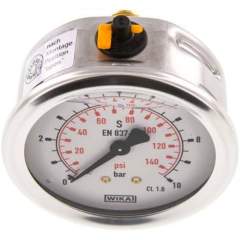 Wika MW 1063 GLY CR Glycerin-Manometer waagerecht (CrNi/Ms),63mm, 0-10bar