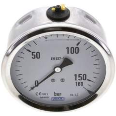 Wika MW 160100 GLY CR Glycerin-Manometer waagerecht (CrNi/Ms),100mm, 0-160bar