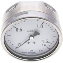 Wika MW 1,6100 CR Manometer waagerecht (CrNi/Ms), 100mm, 0-1,6 bar