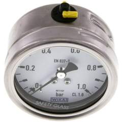 Wika MW 163 ES Chemie-Manometer waagerecht, 63mm, 0-1 bar