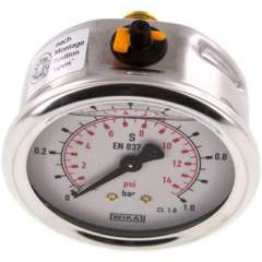 Wika MW 163 GLY CR Glycerin-Manometer waagerecht (CrNi/Ms),63mm, 0-1bar