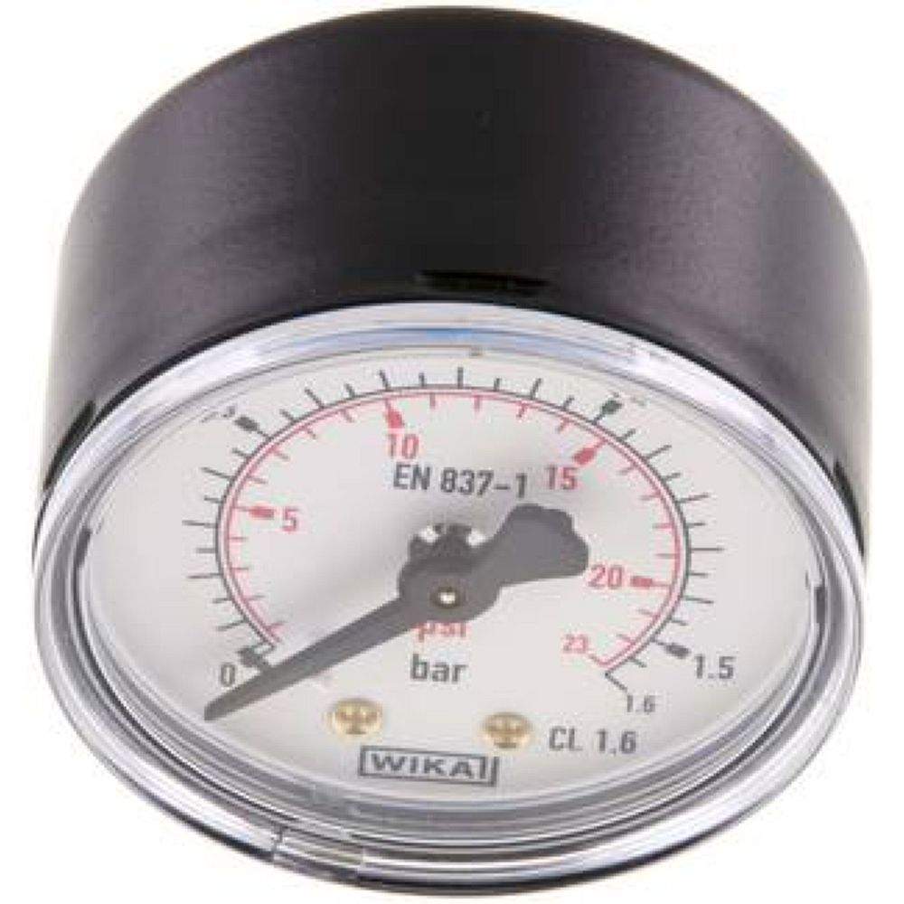 Wika MW 1,650 ST Manometer waagerecht (ST/Ms), 50mm, 0-1,6 bar, G 1/4"