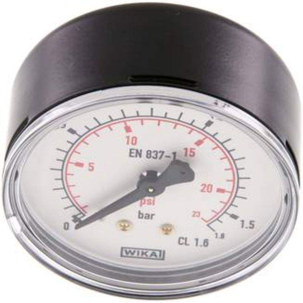 Wika MW 1,663 ST Manometer waagerecht (ST/Ms), 63mm, 0-1,6 bar, G 1/4"