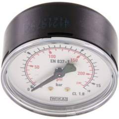 Wika MW 1663 ST Manometer waagerecht (ST/Ms), 63mm, 0-16 bar, G 1/4"