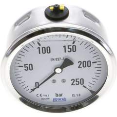 Wika MW 250100 GLY CR Glycerin-Manometer waagerecht (CrNi/Ms),100mm, 0-250bar