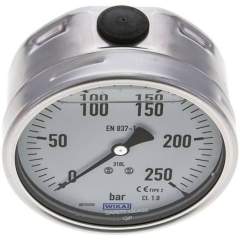 Wika MW 250100 GLY ES Chemie-Glycerin-Manometer waagerecht, 100mm, 0-250bar