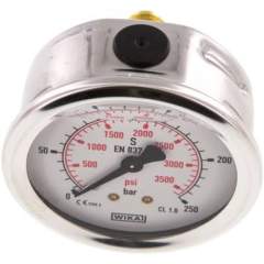 Wika MW 25063 GLY CR Glycerin-Manometer waagerecht (CrNi/Ms),63mm, 0-250bar