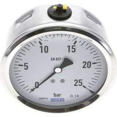 Wika MW 25100 GLY CR Glycerin-Manometer waagerecht (CrNi/Ms),100mm, 0-25bar