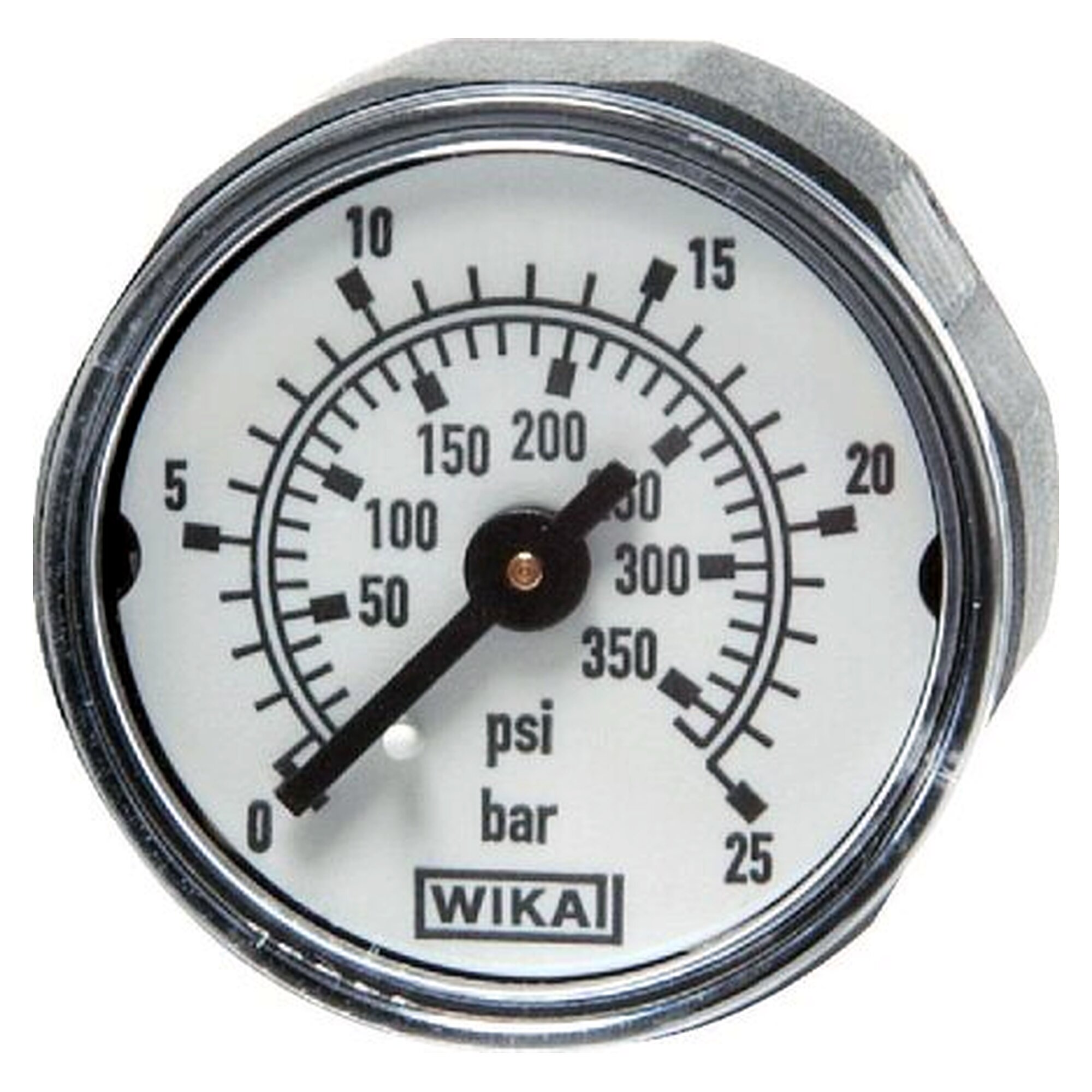 Manometer, R 1/8", 27 mm, 0 - 25 bar, Kunststoff, Genauigkeitsklasse 4, Schutzart IP 42