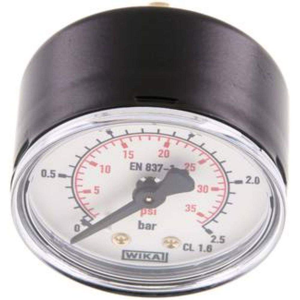 Wika MW 2,550 ST Manometer waagerecht (ST/Ms), 50mm, 0-2,5 bar, G 1/4"
