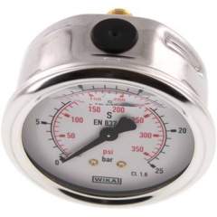 Wika MW 2563 GLY CR Glycerin-Manometer waagerecht (CrNi/Ms),63mm, 0-25bar