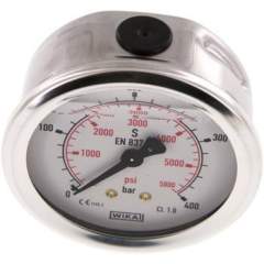 Wika MW 40063 GLY CR Glycerin-Manometer waagerecht (CrNi/Ms),63mm, 0-400bar