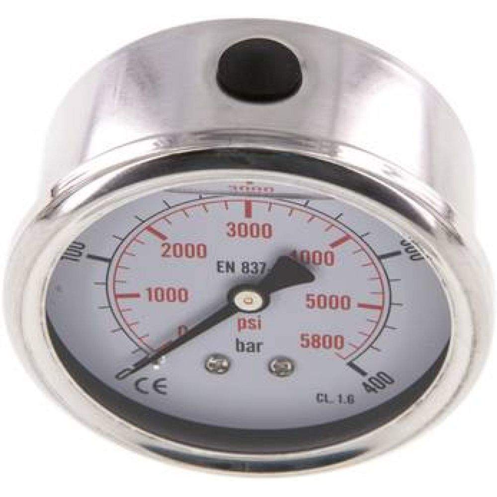 MW 40063 GLY CRE Glycerin-Manometer waagerecht (CrNi/Ms),63mm, 0-400bar