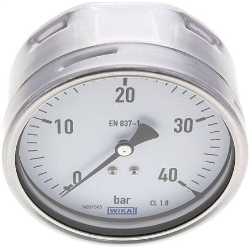 Wika MW 40100 CR Manometer waagerecht (CrNi/Ms), 100mm, 0-40 bar