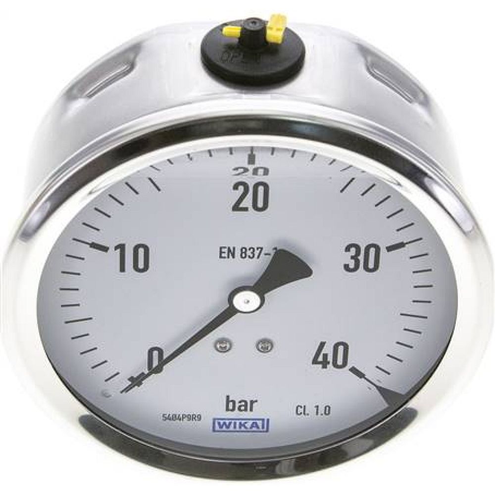 Wika MW 40100 GLY CR Glycerin-Manometer waagerecht (CrNi/Ms),100mm, 0-40bar