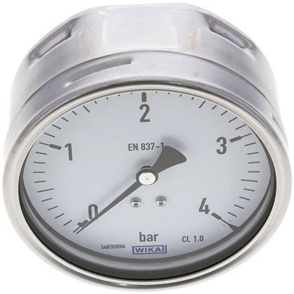 Wika MW 4100 CR Manometer waagerecht (CrNi/Ms), 100mm, 0-4 bar