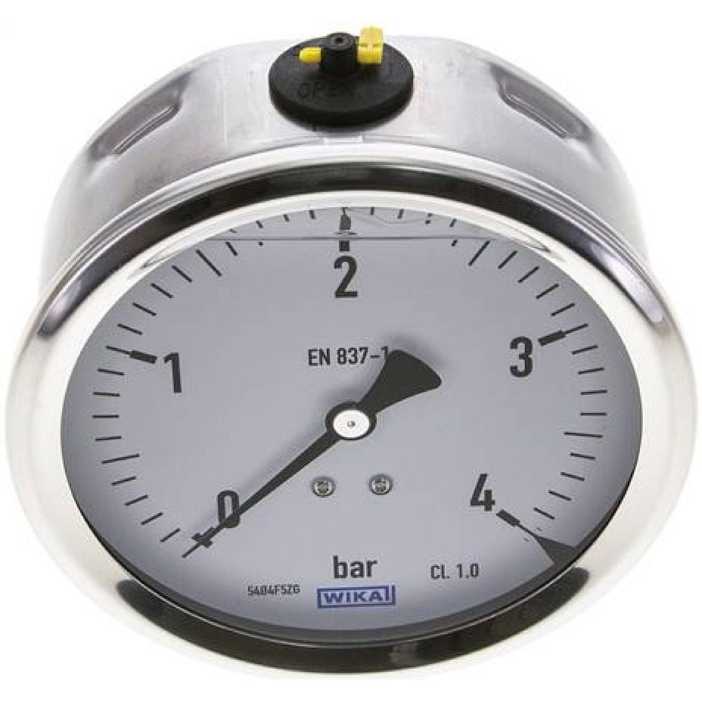 Wika MW 4100 GLY CR Glycerin-Manometer waagerecht (CrNi/Ms),100mm, 0-4bar