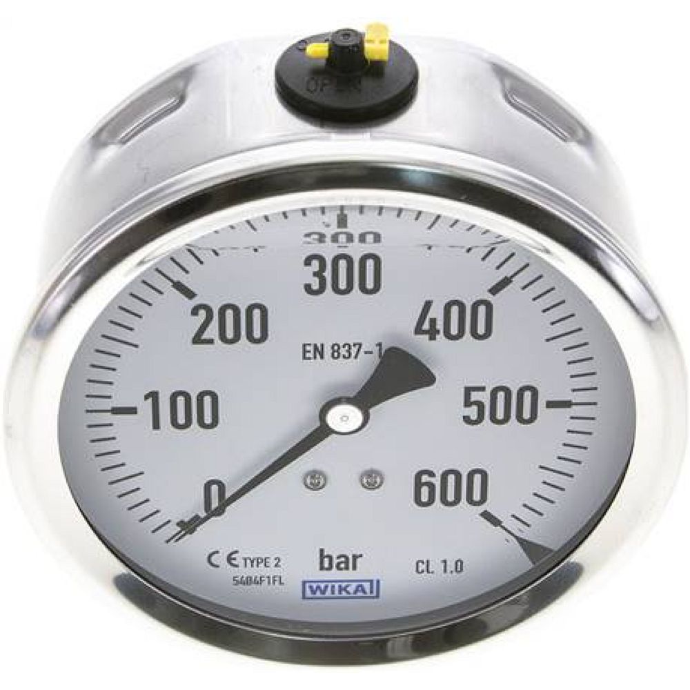 Wika MW 600100 GLY CR Glycerin-Manometer waagerecht (CrNi/Ms),100mm, 0-600bar