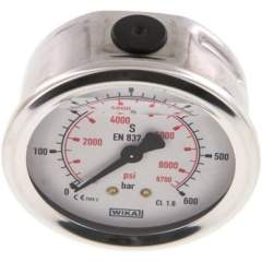 Wika MW 60063 GLY CR Glycerin-Manometer waagerecht (CrNi/Ms),63mm, 0-600bar