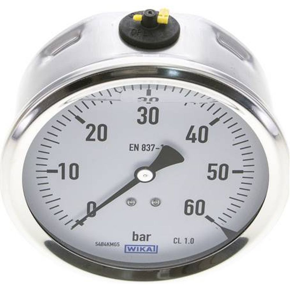 Wika MW 60100 GLY CR Glycerin-Manometer waagerecht (CrNi/Ms),100mm, 0-60bar