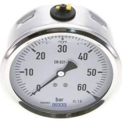Wika MW 60100 GLY CR Glycerin-Manometer waagerecht (CrNi/Ms),100mm, 0-60bar