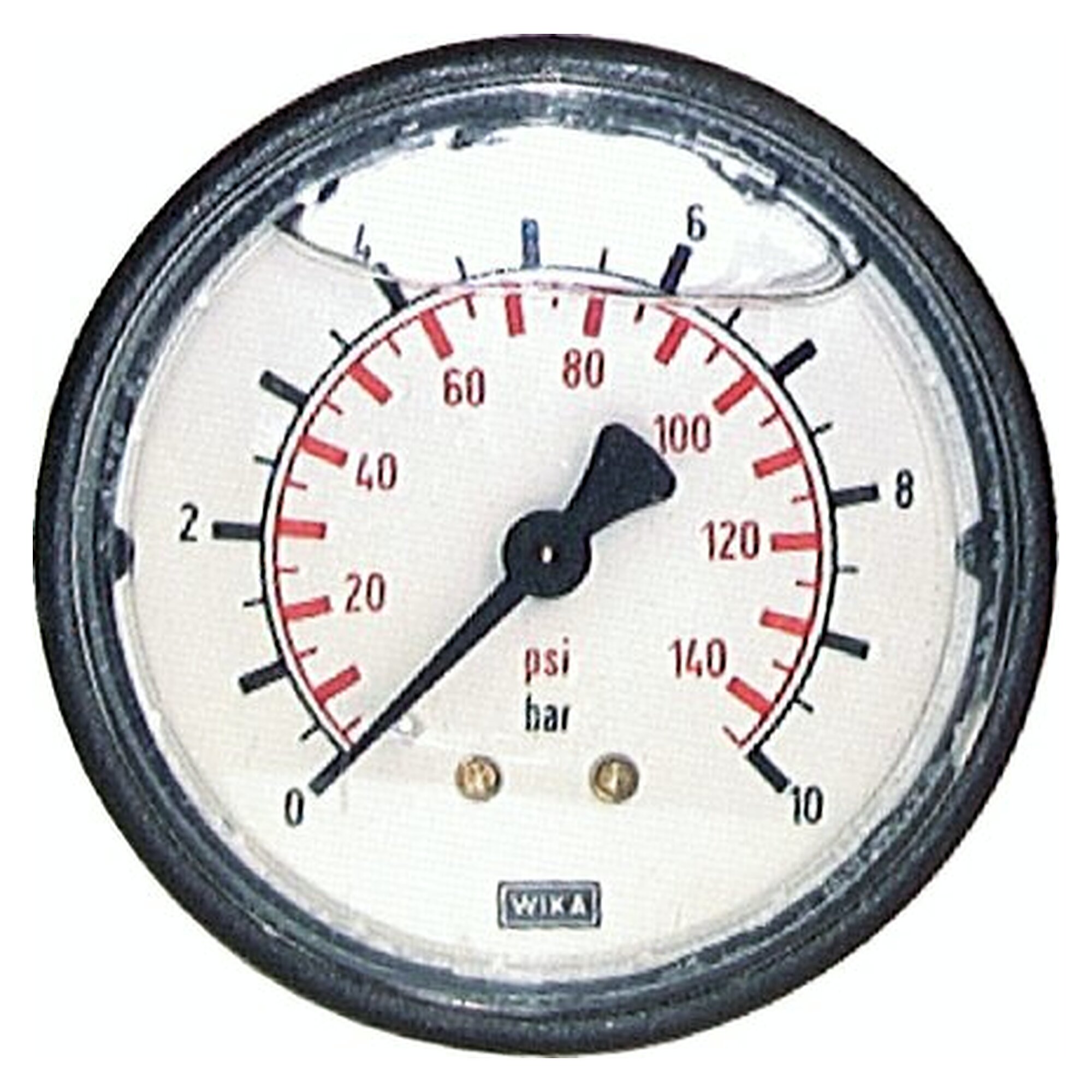 Glycerin-Manometer, waagerechte Ausführung, G 1/4", 63 mm, -1 bis 0 bar, Kunststoff schwarz