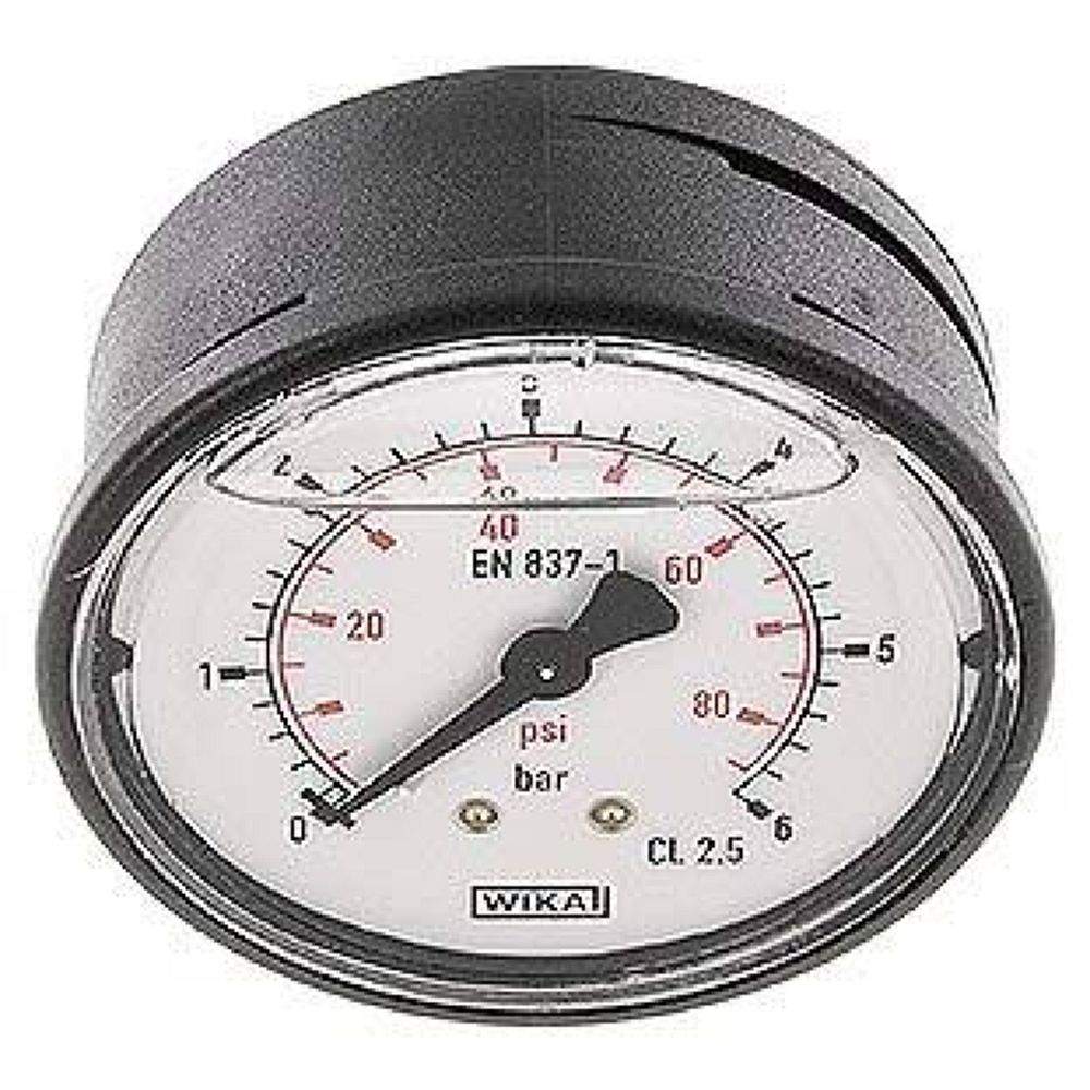 Wika MW 663 GLY Glycerin-Manometer waagerecht (KU/Ms), 63mm, 0-6 bar