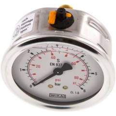 Wika MW 663 GLY CR Glycerin-Manometer waagerecht (CrNi/Ms),63mm, 0-6bar