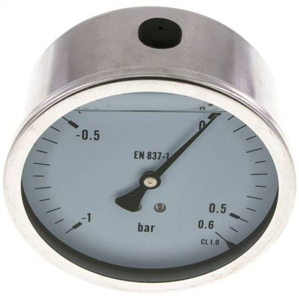 MW -106100 GLY CRE Glycerin-Manometer waagerecht (CrNi/Ms),100mm, -1 bis 0,6bar