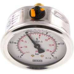 Wika MW -11,563 GLY CR Glycerin-Manometer waagerecht (CrNi/Ms),63mm, -1 bis 1,5bar