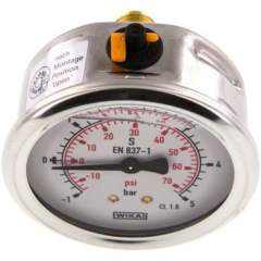 Wika MW -1563 GLY CR Glycerin-Manometer waagerecht (CrNi/Ms),63mm, -1 bis 5bar