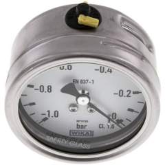 Wika MW -163 ES Chemie-Manometer waagerecht, 63mm, -1 bis 0 bar