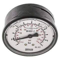 Wika MW -1963 GLY Glycerin-Manometer waagerecht (KU/Ms), 63mm, -1 bis 9 bar