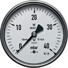 MW -60160 MB10CR Manometer waagerecht 160mm, -0,06 bar bis 0 bar mbar, G 1/2"