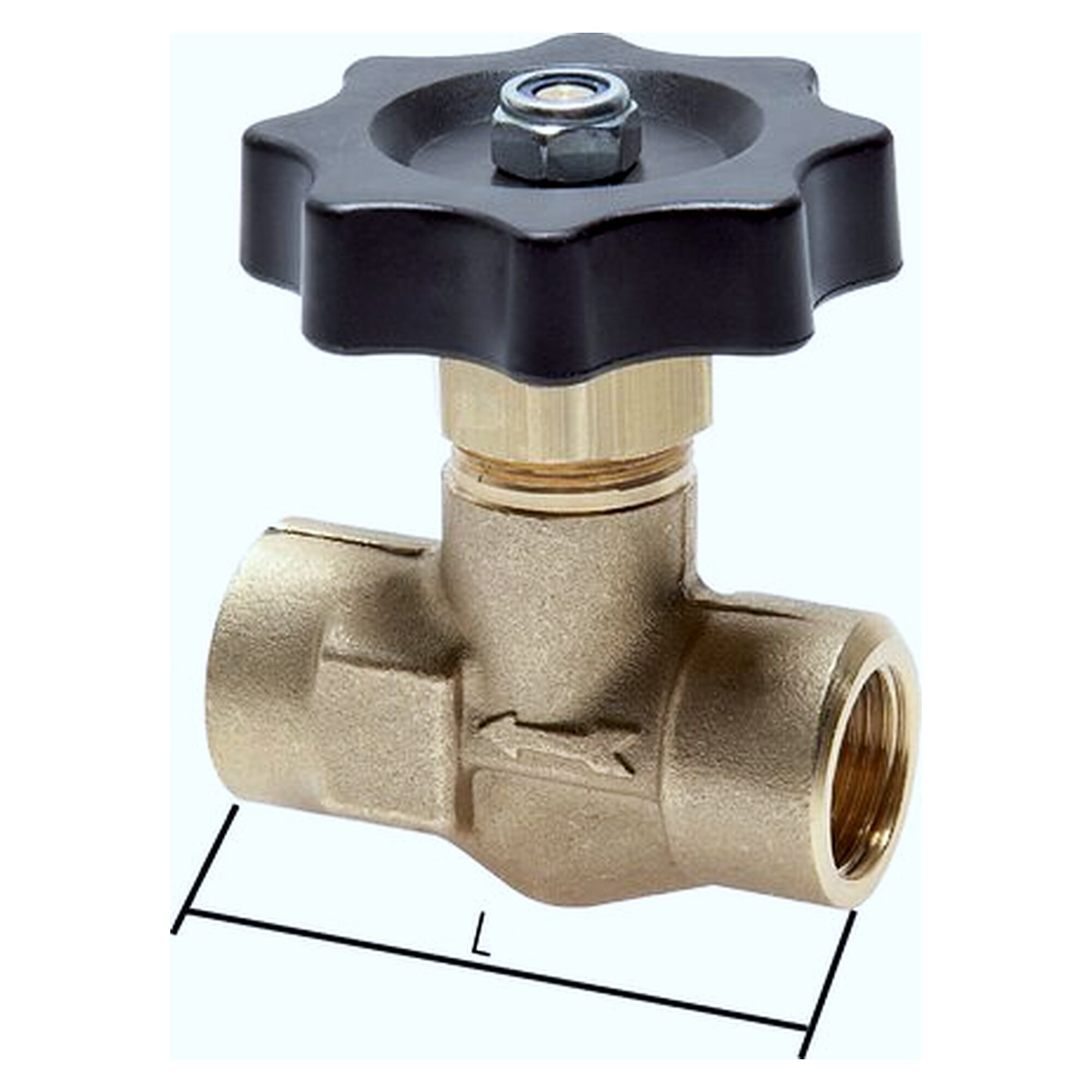 Needle shut-off valve, brass, G 1-1/4" (female thread), 0 - 100 bar
