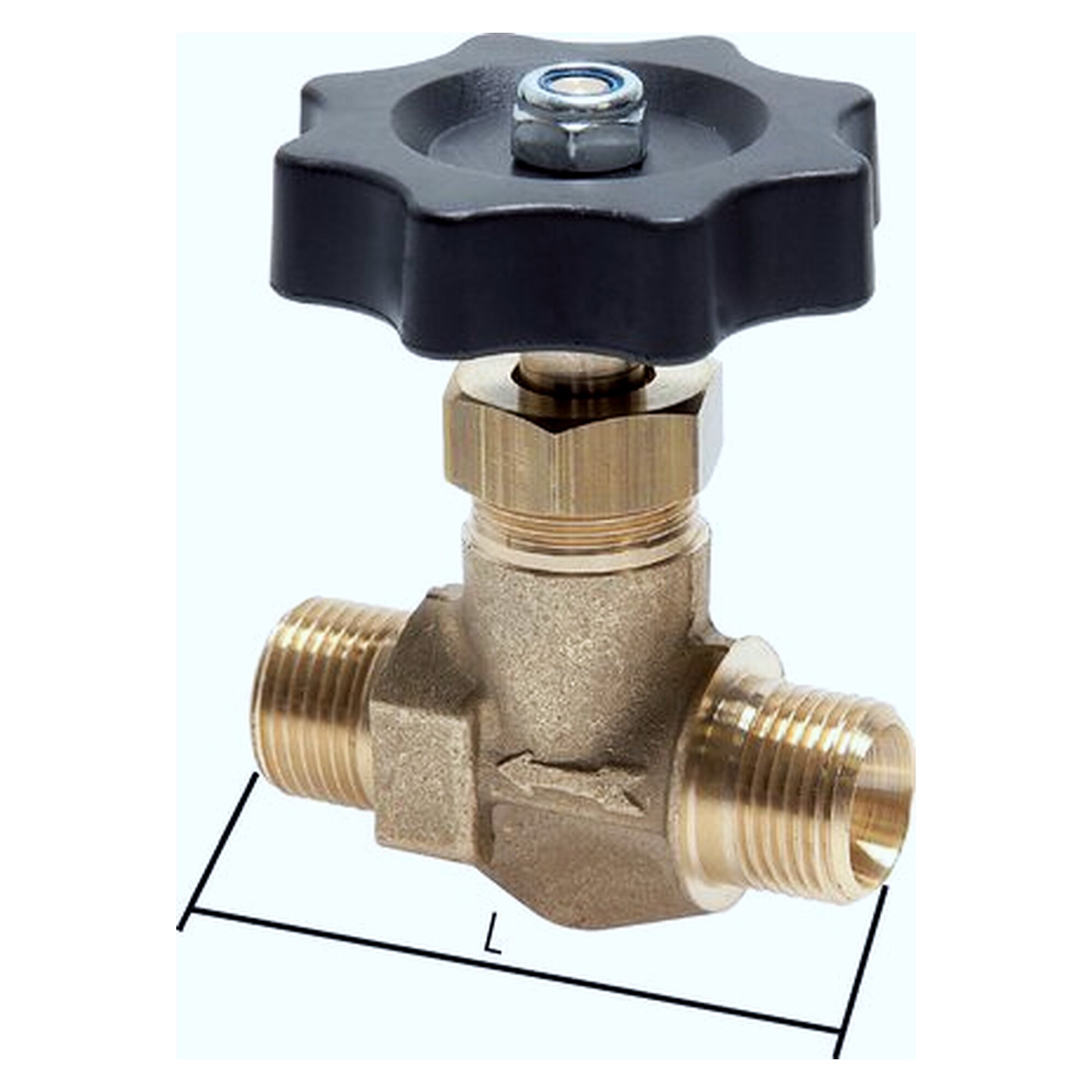 Needle shut-off valve, brass, G 3/8" (male thread), -0.9 to 40 bar