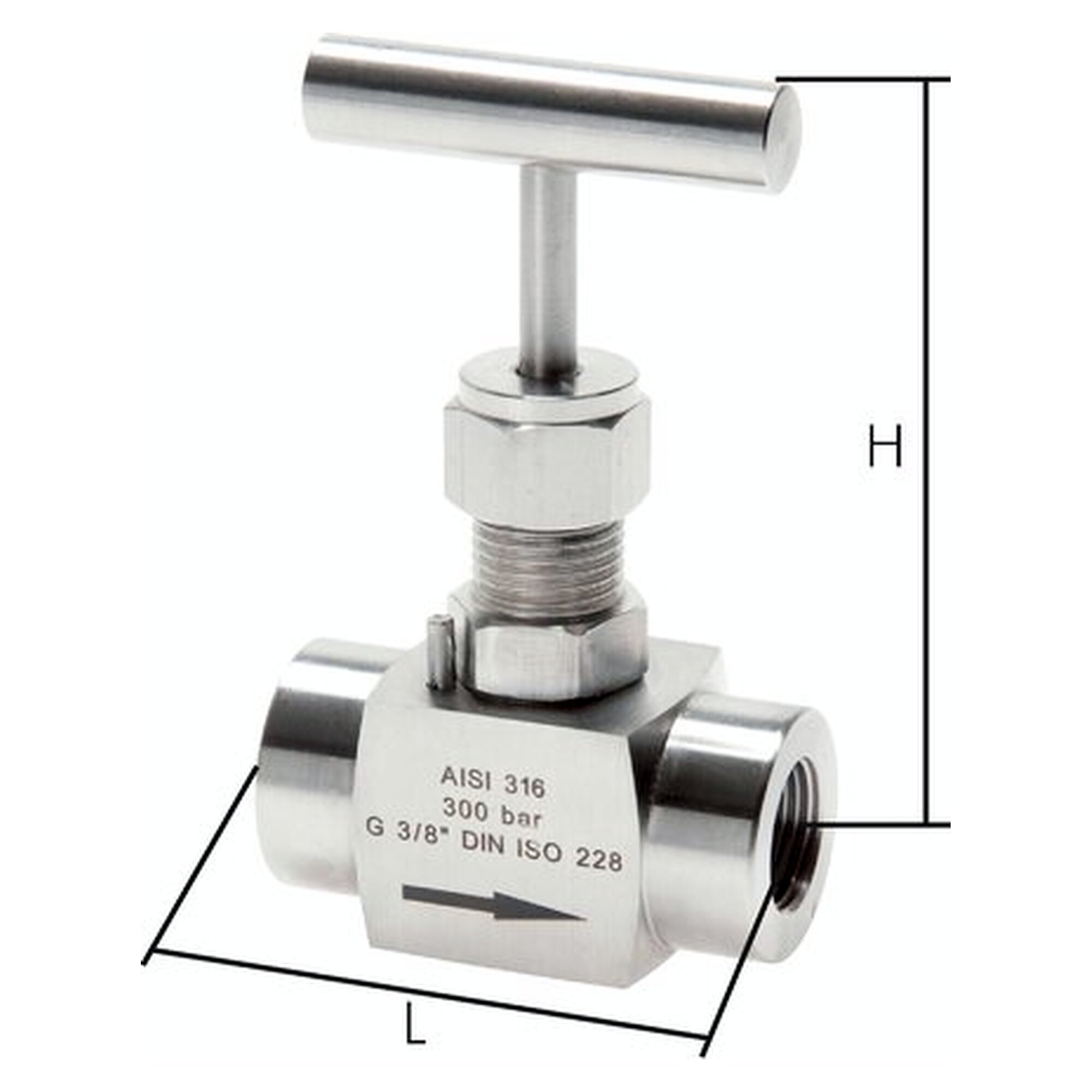 Nadel-Absperrventil, Edelstahl, G 3/8", PN 300 (ECO), Edelstahl 1.4401