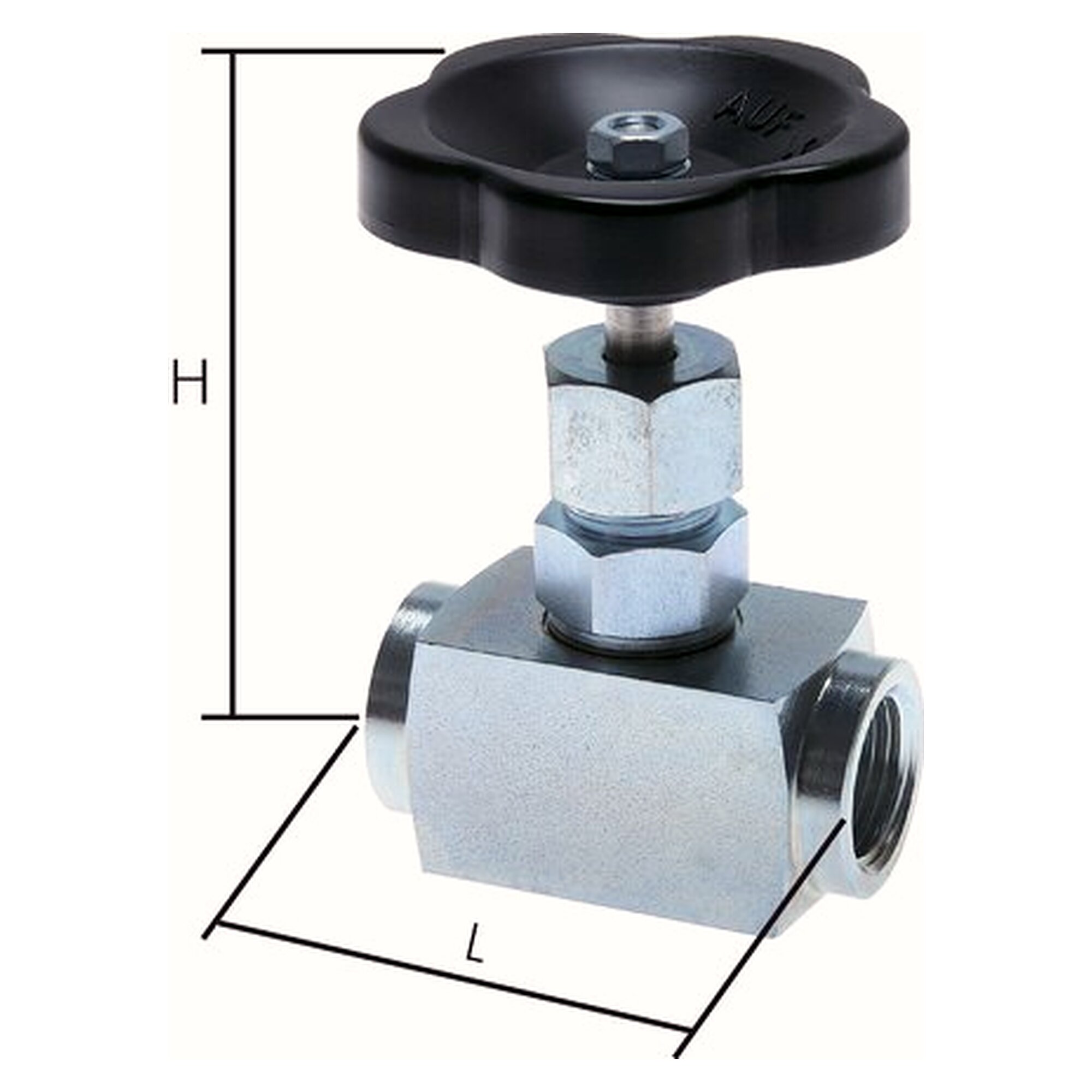 Nadel-Absperrventil, Stahl verzinkt, G 2", 0 - 120 bar, DN 22, Kv-Wert 121,5 l/min