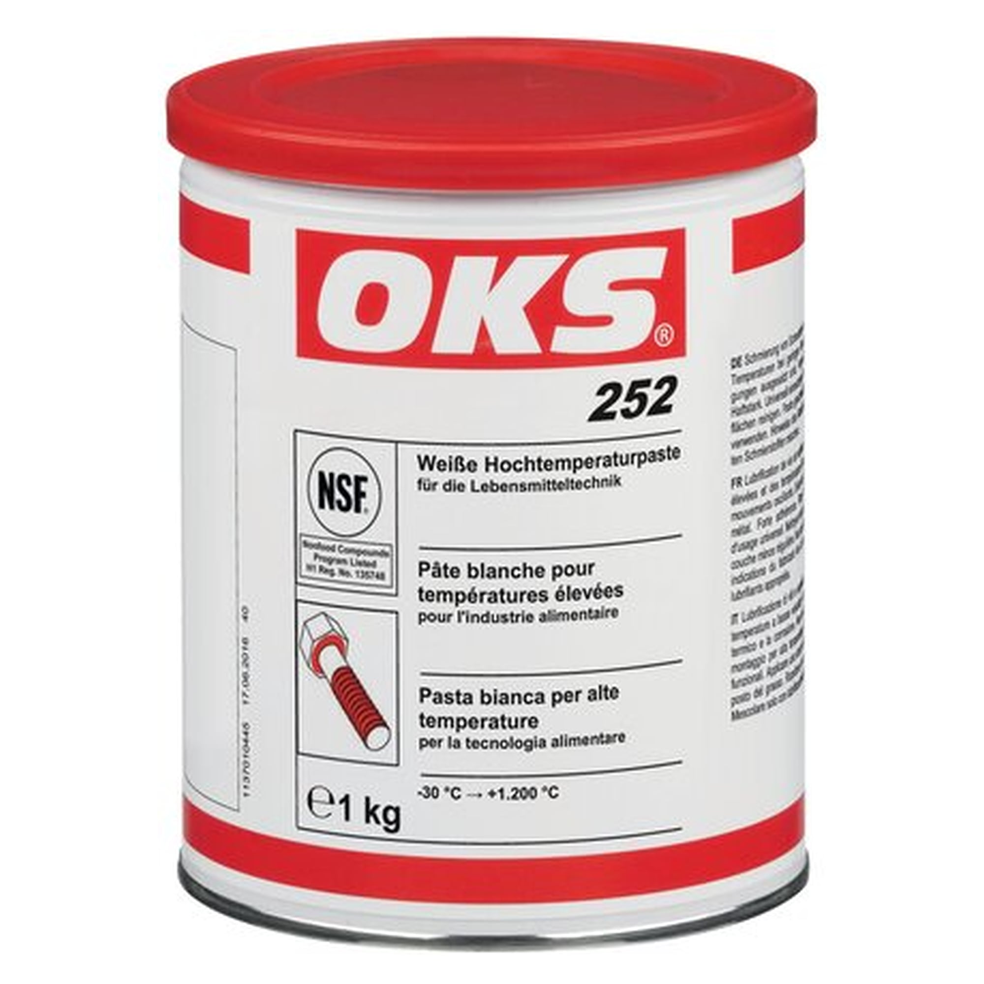 OKS 252 - white high-temperature paste, 1 kg can, lubricant for servicing and maintenance