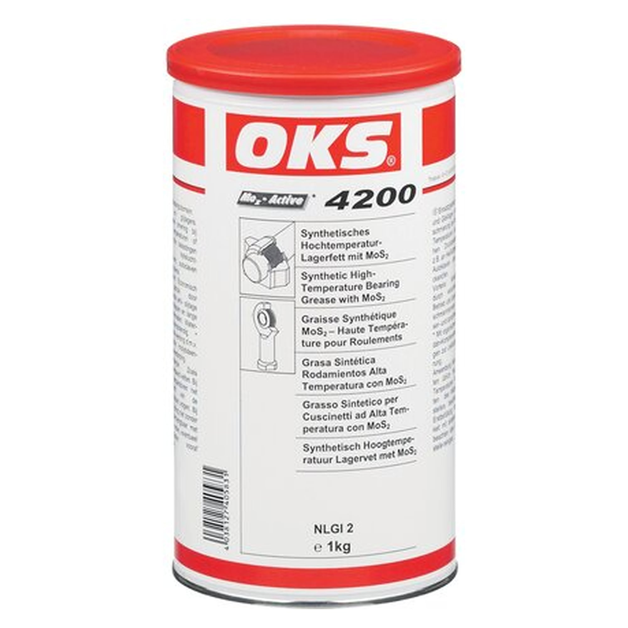 OKS 4200 - Synth. high-temperature grease (MoS2) 1 kg can, lubricant for servicing and maintenance