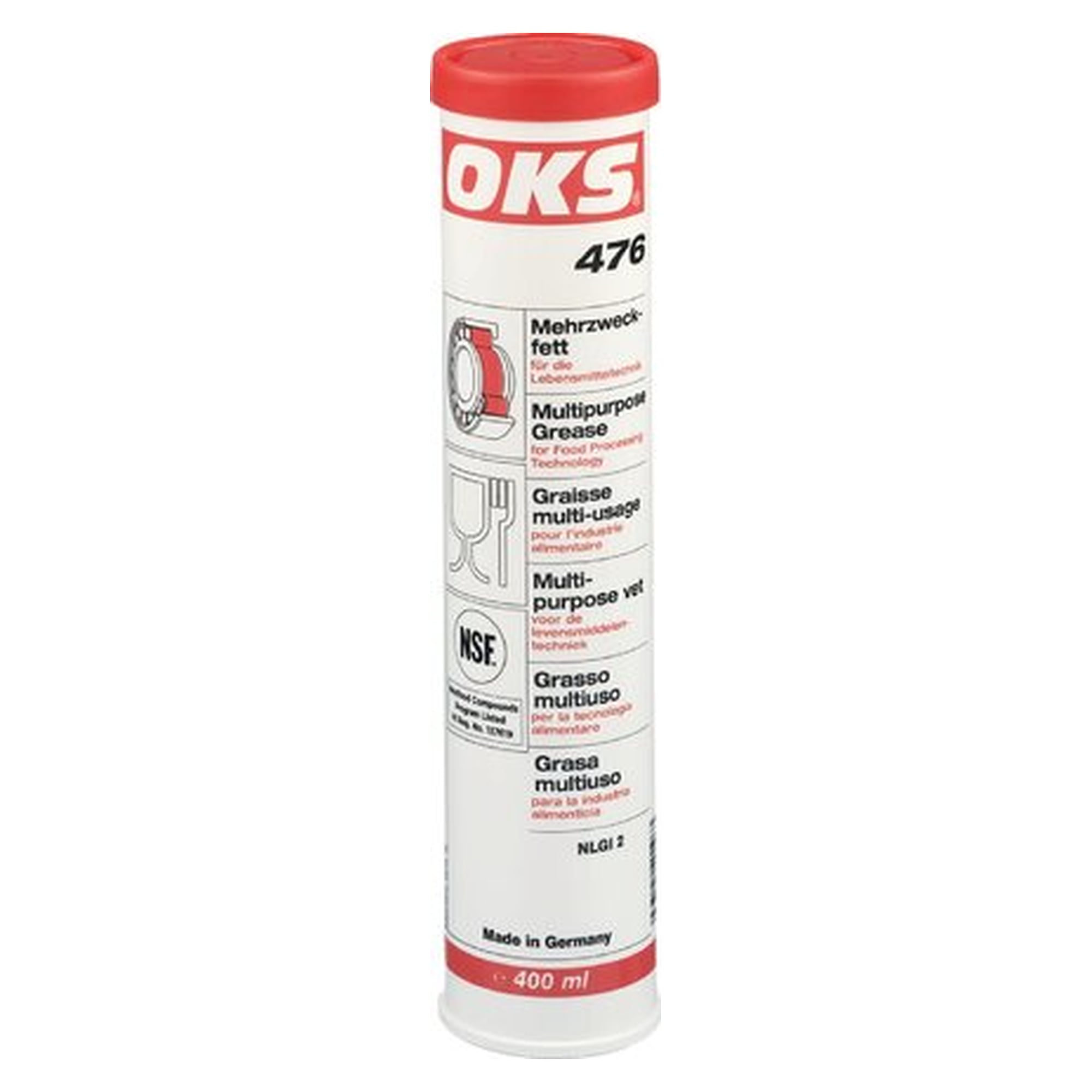 OKS 476 - multi-purpose grease (NSF H1), 400 ml cartridge, lubricant for servicing and maintenance