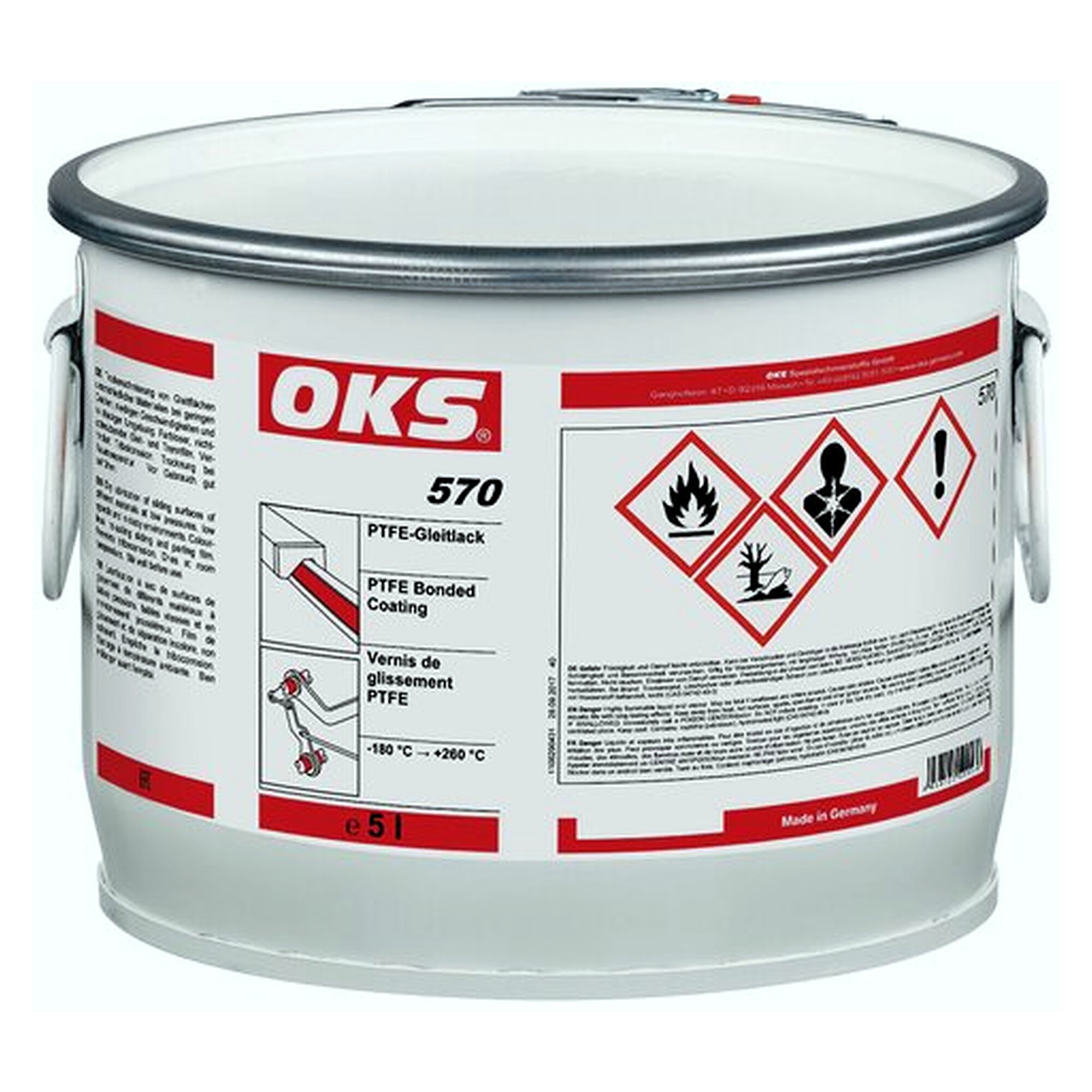 OKS 570/571 - PTFE-Gleitlack, 5 l pail, lubricant for servicing and maintenance