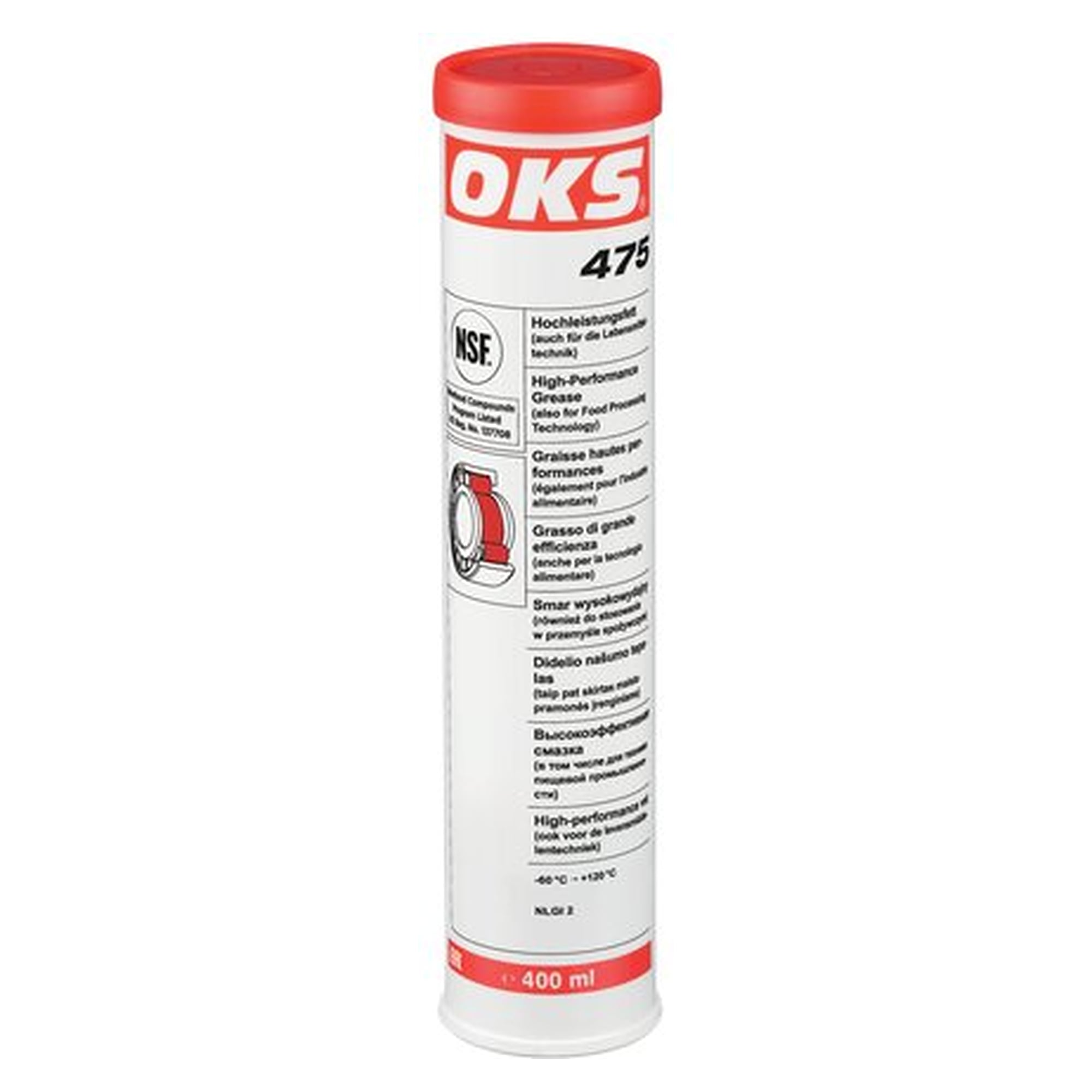 OKS 475 - high-performance grease (PTFE), 400 ml cartridge, lubricant for servicing and maintenance