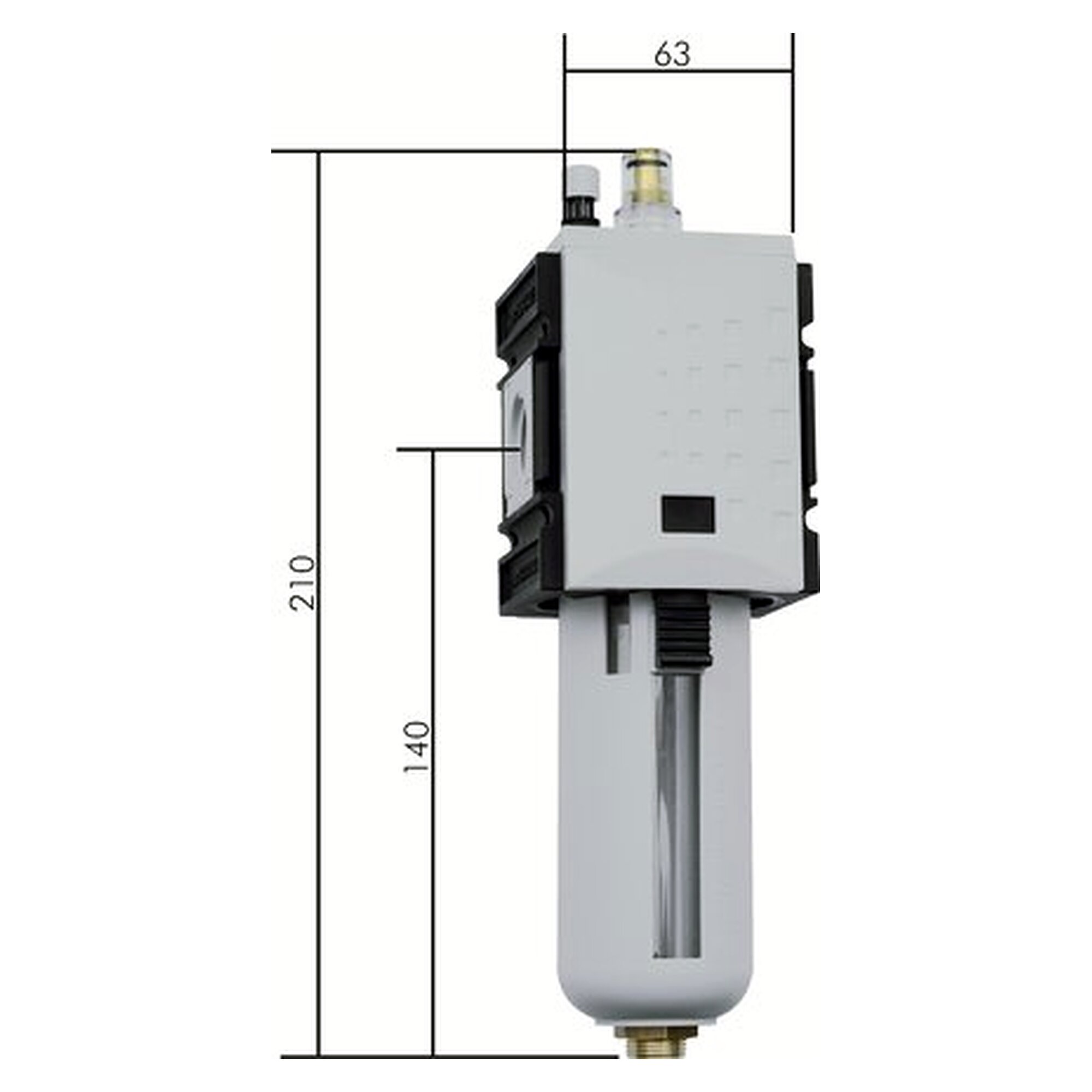 Nebelöler, G 1/2", 0 - 16 bar, PA 66 GF60, Metallbehälter mit Sichtrohr